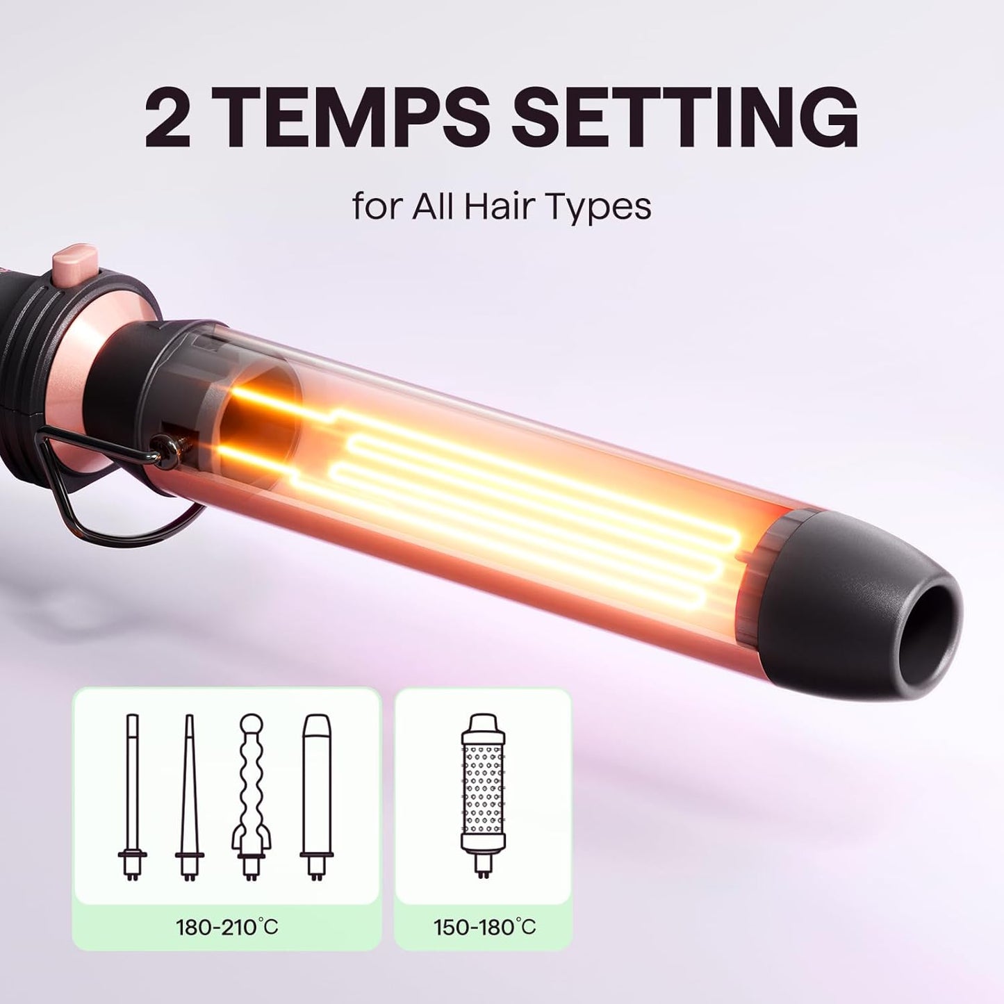 5 in 1 Curling Wand Set, Multi Hair Curler Set with Thermal Brush and 4 Interchangeable Ceramic Curling Tongs(13-32 Mm), Instant Heat up Curling Iron (Rose Gold)
