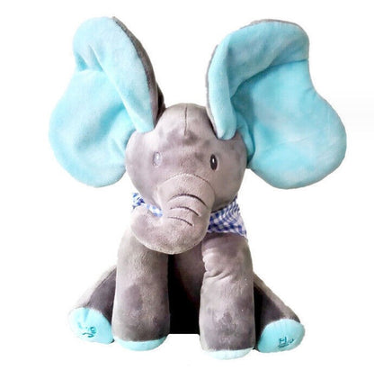 Blue Peek-A-Boo Soft Elephant Doll Baby Plush Toy Singing Stuffed Animated Gift