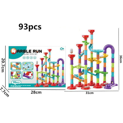 Marble Run Race Track Building Blocks Kids 3D Maze Ball Roll Toy DIY Marble Run Race Coaster Set 80/105/109/133pc Christmas Gift