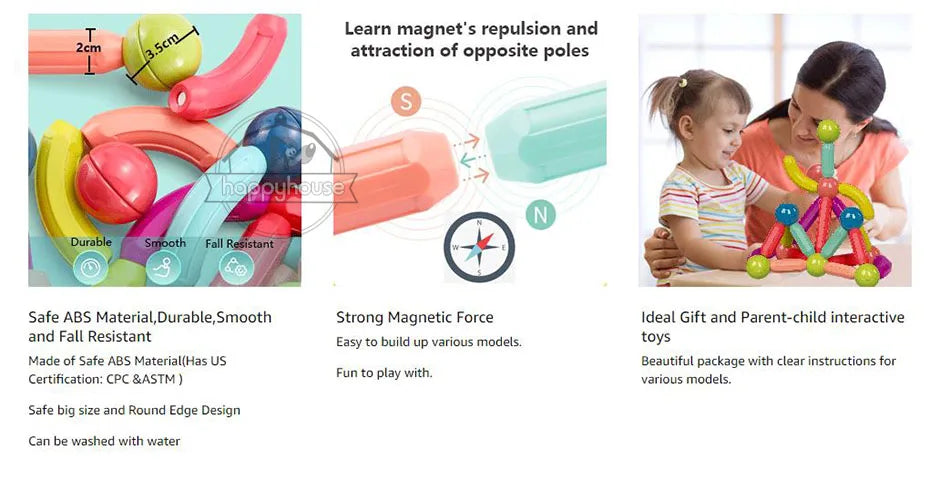 Magnetic Constructor Blocks Set Toys for Kids Magnet Stick Rod Building Blocks Montessori Educational Toys For Children Boy Girl