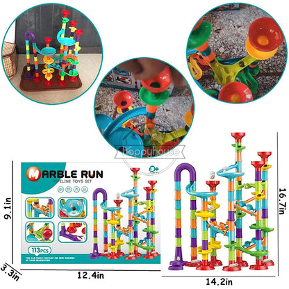 Marble Run Race Track Building Blocks Kids 3D Maze Ball Roll Toy DIY Marble Run Race Coaster Set 80/105/109/133pc Christmas Gift