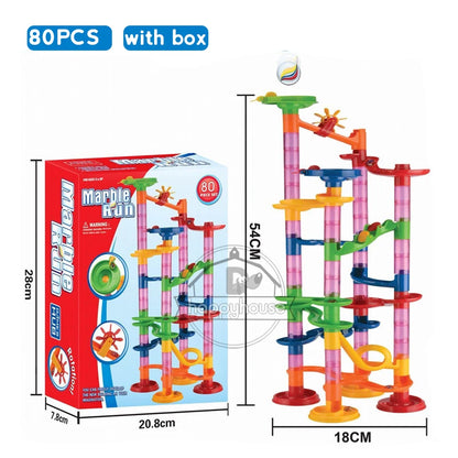 Marble Run Race Track Building Blocks Kids 3D Maze Ball Roll Toy DIY Marble Run Race Coaster Set 80/105/109/133pc Christmas Gift