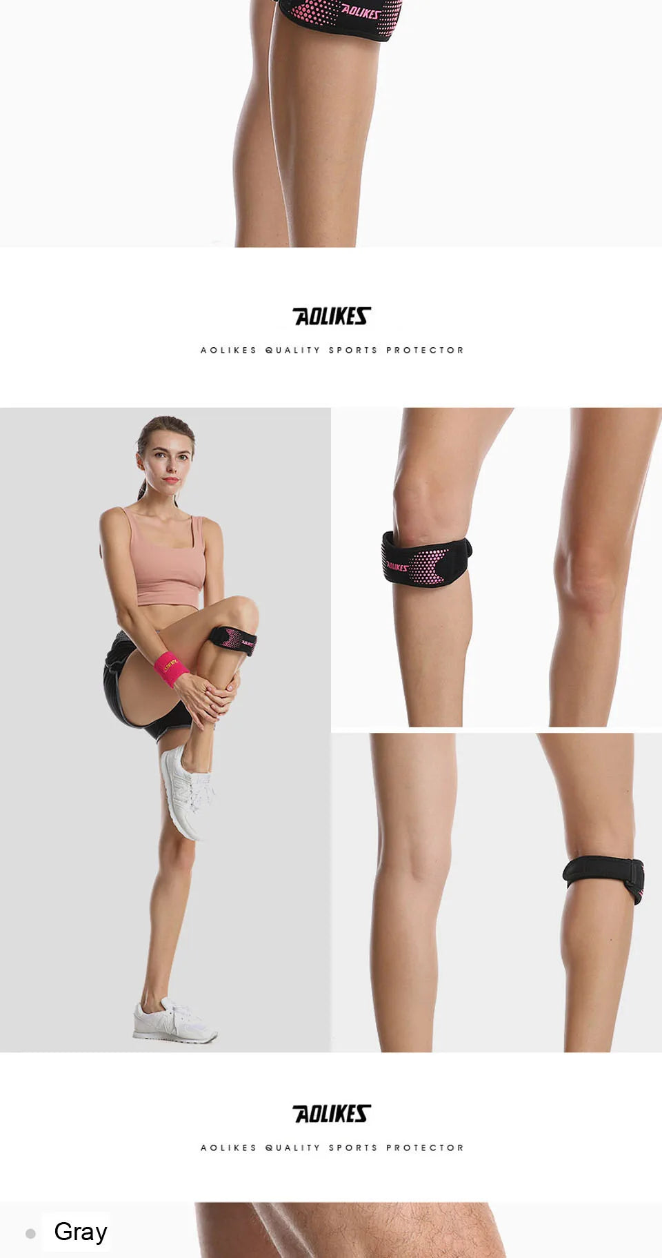 AOLIKES 1PCS Patella Tendon Knee Straps, Knee Brace Knee Support Patellar Stabilizer for Running Hiking Tennis Jumping Arthritis