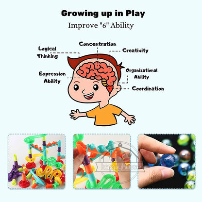 Marble Run Race Track Building Blocks Kids 3D Maze Ball Roll Toy DIY Marble Run Race Coaster Set 80/105/109/133pc Christmas Gift