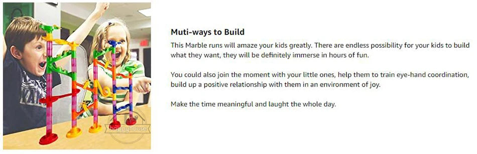 Marble Run Race Track Building Blocks Kids 3D Maze Ball Roll Toy DIY Marble Run Race Coaster Set 80/105/109/133pc Christmas Gift