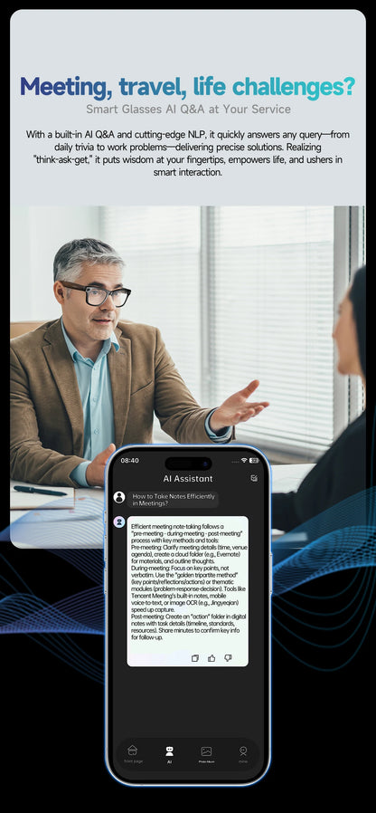 LIGE AI Smart Glasses 8MP HD Camera Video Bluetooth Call Intelligent Translation 270mAh Battery Voice Assistant Music Sunglasses