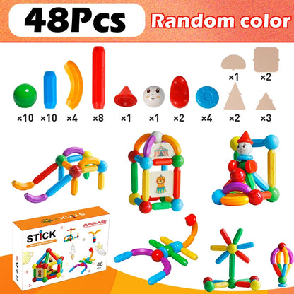 Magplayer Kids Magnetic Construction Building Blocks Tiles Puzzle Toy Magnetic Sticks Rods Montessori STEM Toy For Children Gift