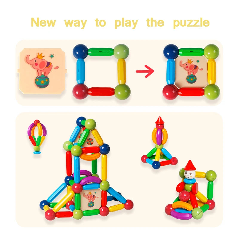 Romboss Kids Magnetic DIY Construction Set Magnetic Rods Stick Building Blocks Montessori Educational Toys For Children Gifts