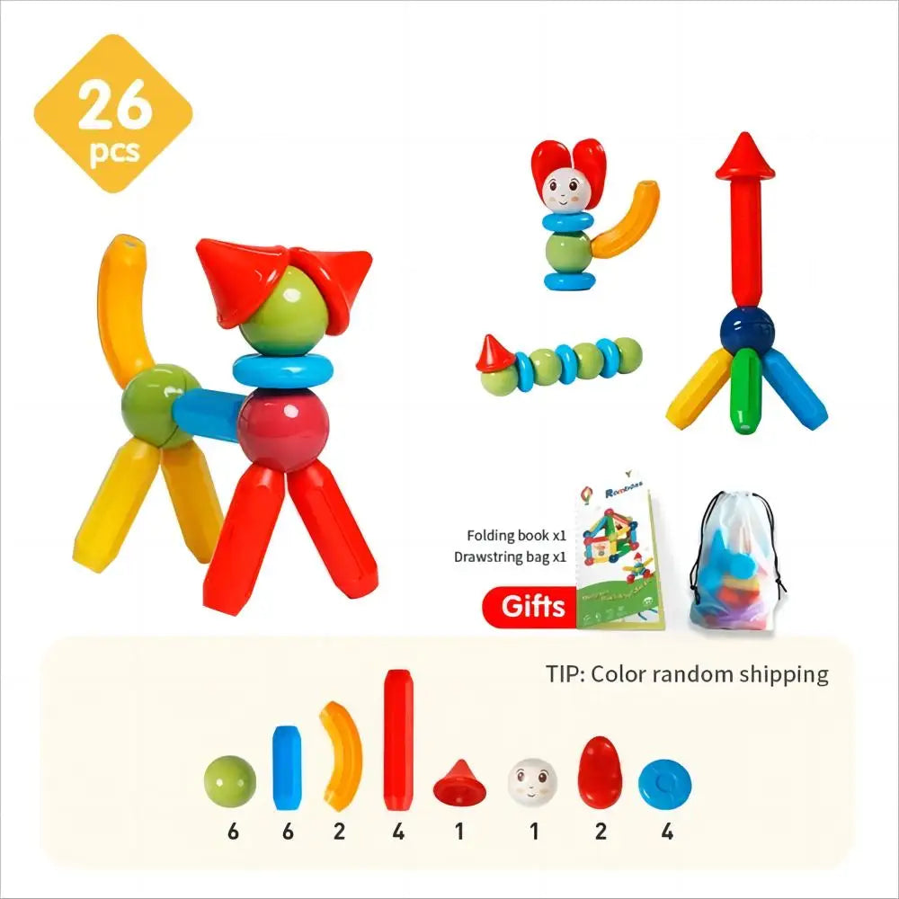Romboss Kids Magnetic DIY Construction Set Magnetic Rods Stick Building Blocks Montessori Educational Toys For Children Gifts