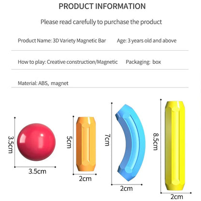 Magnet Ball Sticks Rod Games Magnetic Construction Set 188PCS Magnetic Building Blocks Toy Montessori Educational Toys for Kids