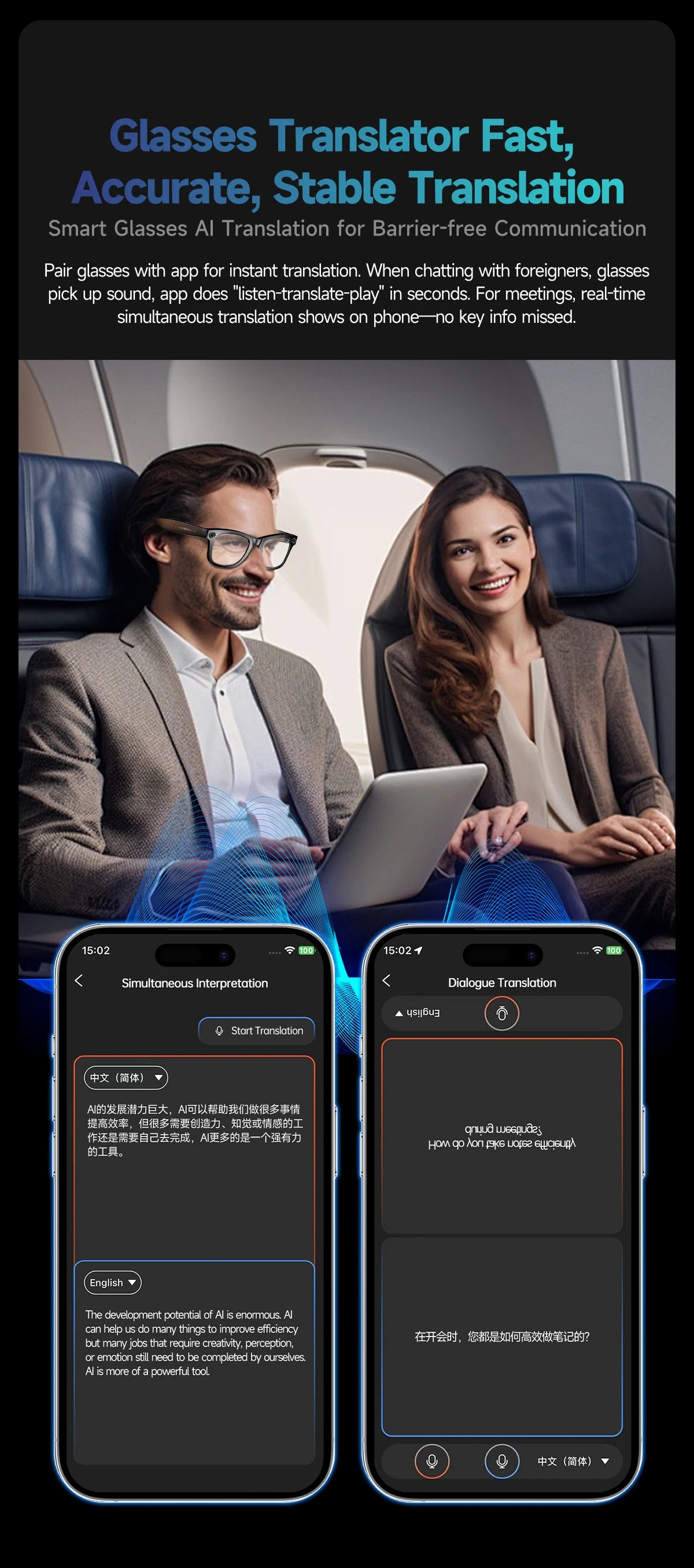 LIGE AI Smart Glasses 8MP HD Camera Video Bluetooth Call Intelligent Translation 270mAh Battery Voice Assistant Music Sunglasses