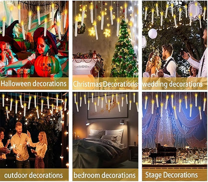 Halloween Decorations - Floating Candles with Wand 12 Pcs Flameless Candles with Warm Light Flickering Christmas Decoration