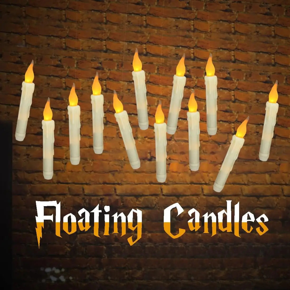 Halloween Decorations - Floating Candles with Wand 12 Pcs Flameless Candles with Warm Light Flickering Christmas Decoration