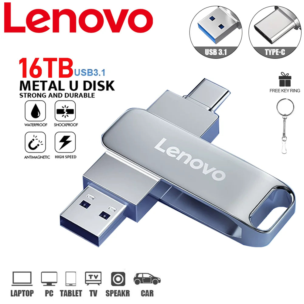Lenovo 16TB 4TB Pen Drive USB3.1 280MB/s GDPR 2TB 1TB Flash Drive USB3.2 320MB/s U Disk 300MB/s Business Fingerprint Secure