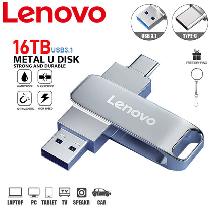Lenovo 16TB 4TB Pen Drive USB3.1 280MB/s GDPR 2TB 1TB Flash Drive USB3.2 320MB/s U Disk 300MB/s Business Fingerprint Secure