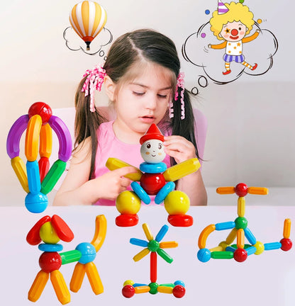 Magplayer Kids Magnetic Construction Building Blocks Tiles Puzzle Toy Magnetic Sticks Rods Montessori STEM Toy For Children Gift