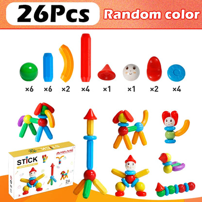 Magplayer Kids Magnetic Construction Building Blocks Tiles Puzzle Toy Magnetic Sticks Rods Montessori STEM Toy For Children Gift