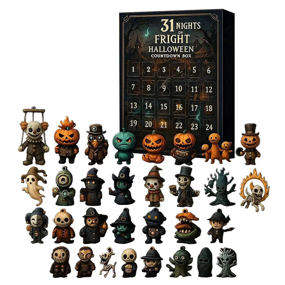 31 Nights of Fright 2025 Halloween Advent Calendar Gift Set with Figurines Scary Countdown Box for Boys Girls Teens