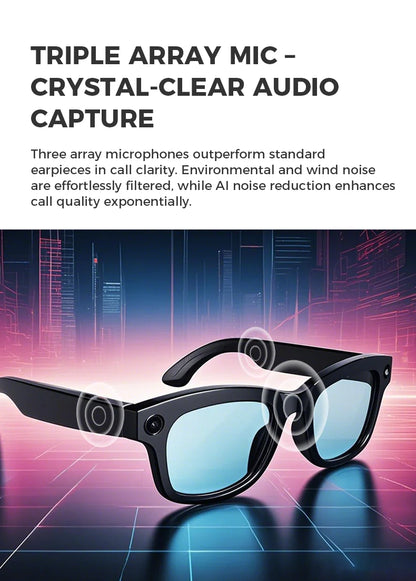 2025 New AI Smart Glasses 8MP HD Camera Sunglasses Photos Video Recorder dual-microphone Anti-blue Smart Waterproof Glasses