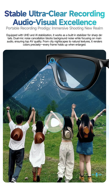 LIGE AI Smart Glasses 8MP HD Camera Video Bluetooth Call Intelligent Translation 270mAh Battery Voice Assistant Music Sunglasses