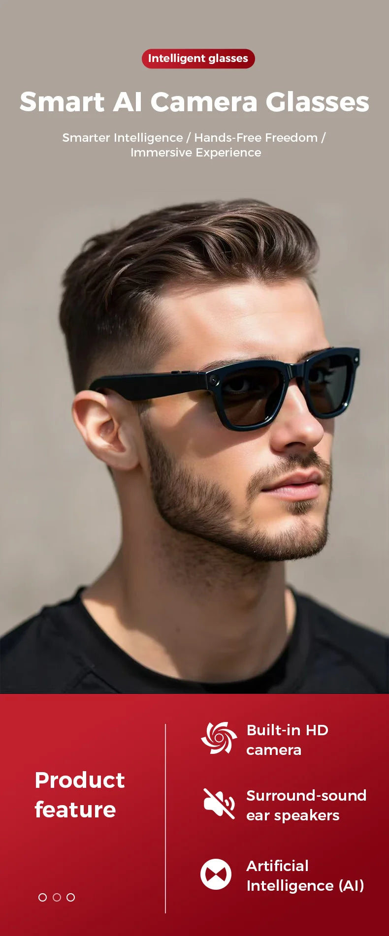 2025 New AI Smart Glasses 8MP HD Camera Sunglasses Photos Video Recorder dual-microphone Anti-blue Smart Waterproof Glasses