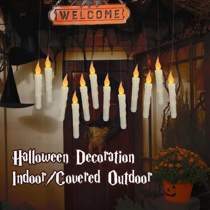 Halloween Decorations - Floating Candles with Wand 12 Pcs Flameless Candles with Warm Light Flickering Christmas Decoration