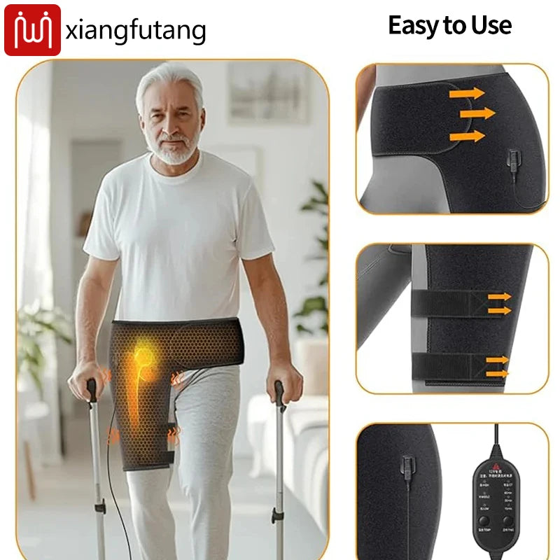 Electric Heated Hip Brace Adjustable Support Wrap for Men & Women Hot Compress Thigh & Hip Groin Relief US Plug 100-240V