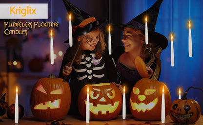 Halloween Decoration Floating LED Candles 10/20Pc Flameless Flicker Candle with Magic Wand Remote Control For Christmas Birthday