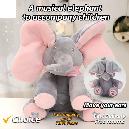 Animated Elephant Singing Elephant Home decoration model with Ears Moving Electric Plush Cute Elephant Stuffed Animal Gift