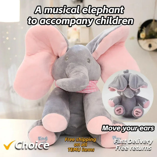 Animated Elephant Singing Elephant Home decoration model with Ears Moving Electric Plush Cute Elephant Stuffed Animal Gift