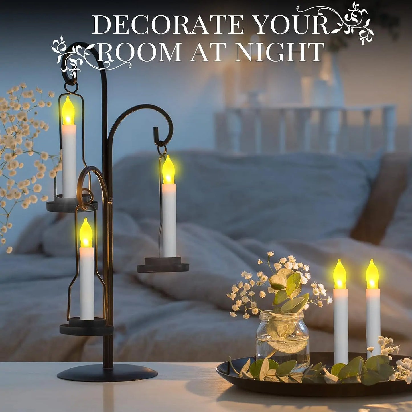 Halloween Decorations - Floating Candles with Wand 12 Pcs Flameless Candles with Warm Light Flickering Christmas Decoration