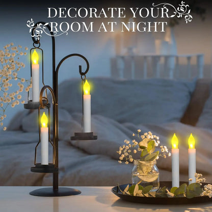 Halloween Decorations - Floating Candles with Wand 12 Pcs Flameless Candles with Warm Light Flickering Christmas Decoration