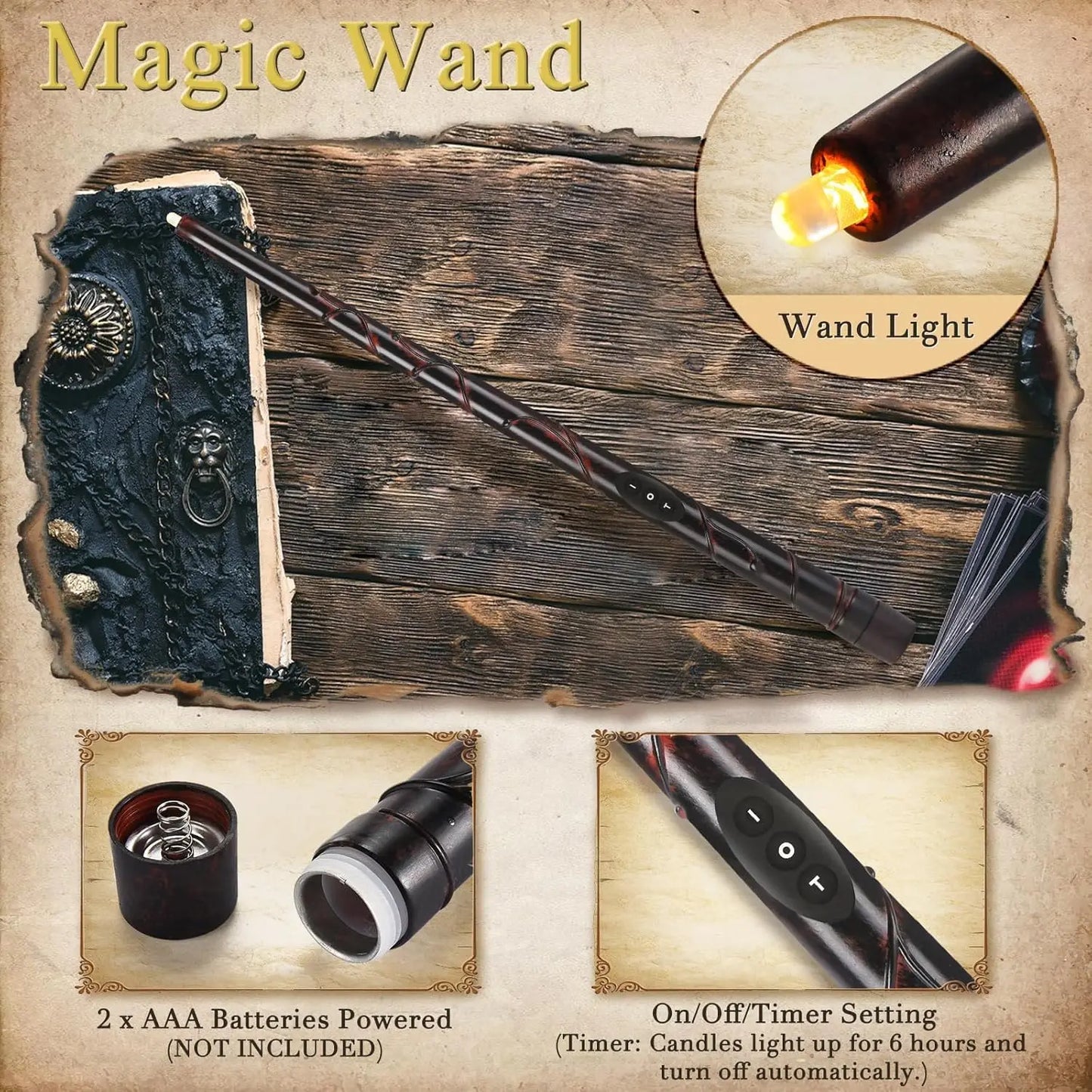 Halloween Decorations - Floating Candles with Wand 12 Pcs Flameless Candles with Warm Light Flickering Christmas Decoration