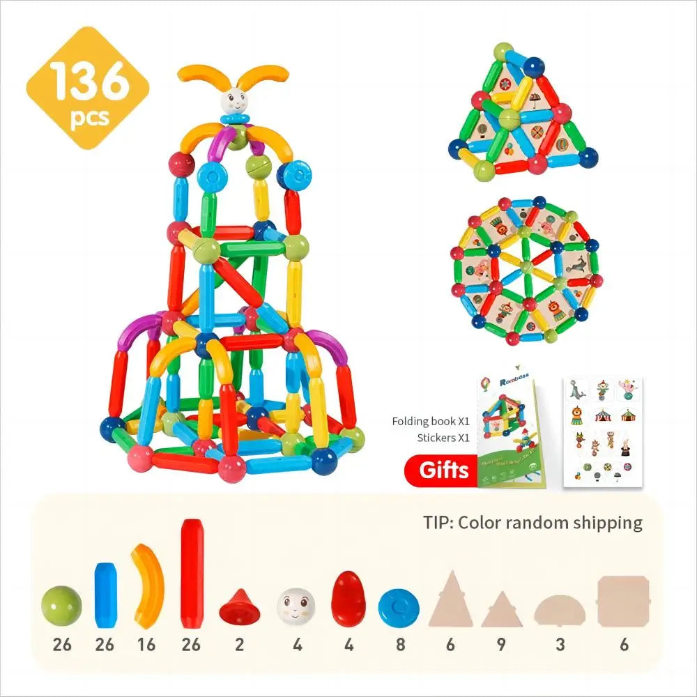 Romboss Kids Magnetic DIY Construction Set Magnetic Rods Stick Building Blocks Montessori Educational Toys For Children Gifts