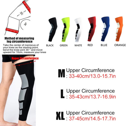 Leg Compression Sleeves, Full Leg Sleeve Long Knee Brace Knee Support Protect Basketball Football Volleyball Cycling Men Women