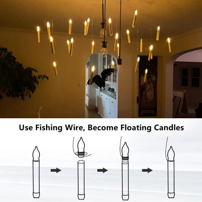 Halloween Decorations - Floating Candles with Wand 12 Pcs Flameless Candles with Warm Light Flickering Christmas Decoration