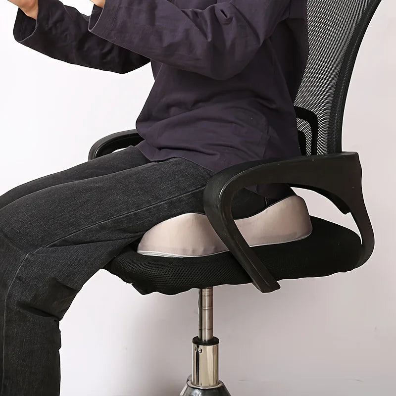 1pc Memory Foam Seat Cushion - 3D Ergonomic Support| Light Green & Grey, Washable Polyester, Car/Office Essentials Home Decor