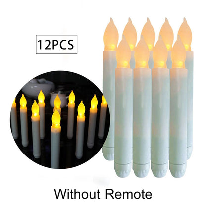 Halloween Decorations - Floating Candles with Wand 12 Pcs Flameless Candles with Warm Light Flickering Christmas Decoration