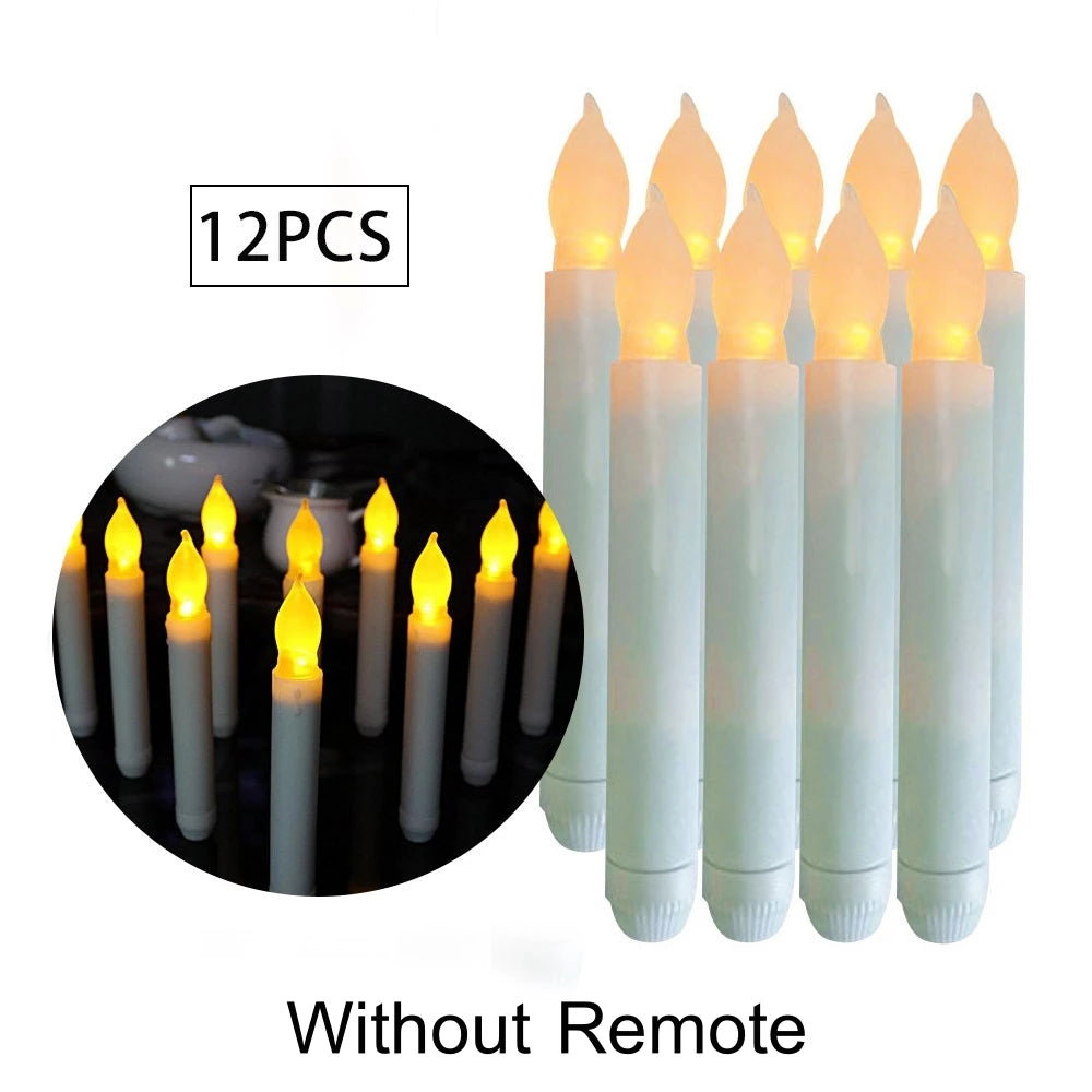 Halloween Decorations - Floating Candles with Wand 12 Pcs Flameless Candles with Warm Light Flickering Christmas Decoration