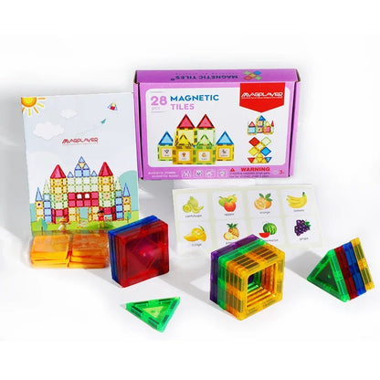 Magplayer Kids Magnetic Construction Building Blocks Tiles Puzzle Toy Magnetic Sticks Rods Montessori STEM Toy For Children Gift