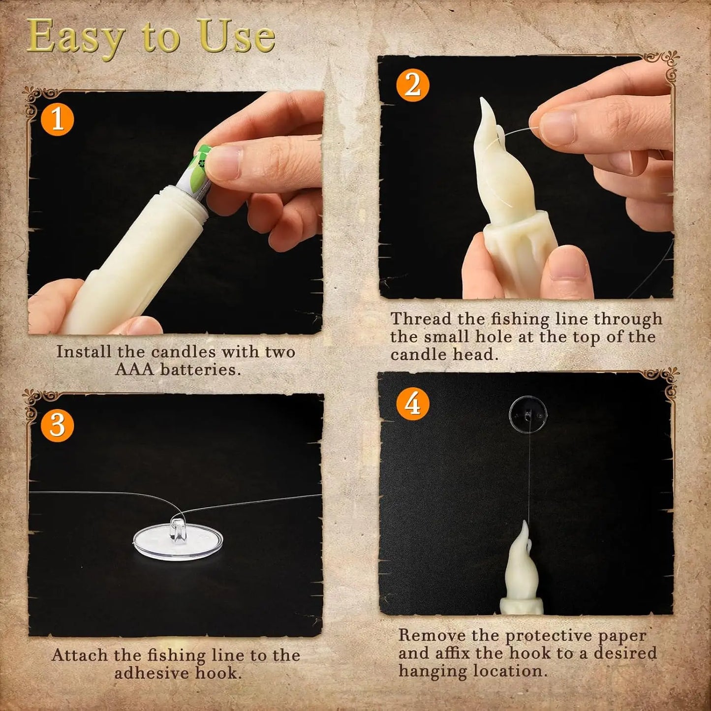 Halloween Decorations - Floating Candles with Wand 12 Pcs Flameless Candles with Warm Light Flickering Christmas Decoration