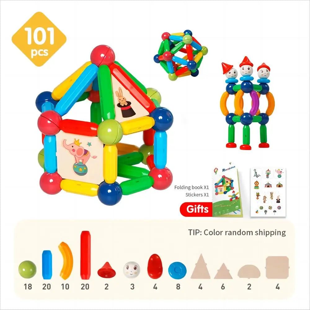 Romboss Kids Magnetic DIY Construction Set Magnetic Rods Stick Building Blocks Montessori Educational Toys For Children Gifts