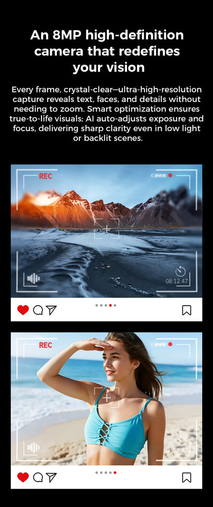 2025 New AI Smart Glasses 8MP HD Camera Sunglasses Photos Video Recorder dual-microphone Anti-blue Smart Waterproof Glasses