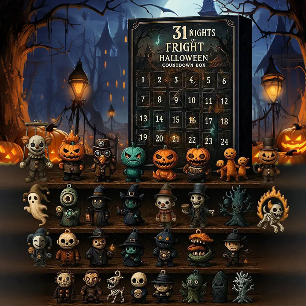 31 Nights of Fright 2025 Halloween Advent Calendar Gift Set with Figurines Scary Countdown Box for Boys Girls Teens