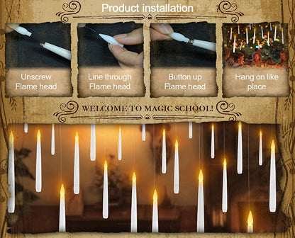 Halloween Decoration Floating LED Candles 10/20Pc Flameless Flicker Candle with Magic Wand Remote Control For Christmas Birthday