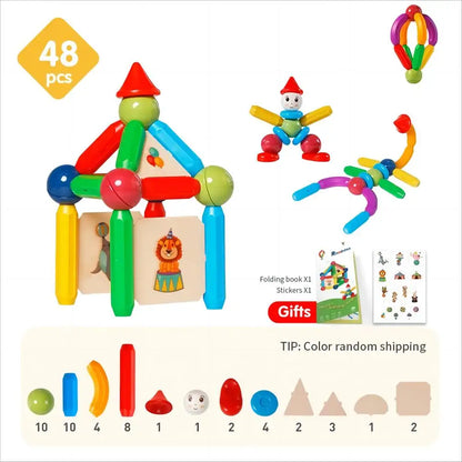 Romboss Kids Magnetic DIY Construction Set Magnetic Rods Stick Building Blocks Montessori Educational Toys For Children Gifts