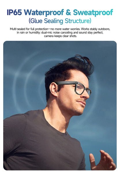 LIGE AI Smart Glasses 8MP HD Camera Video Bluetooth Call Intelligent Translation 270mAh Battery Voice Assistant Music Sunglasses