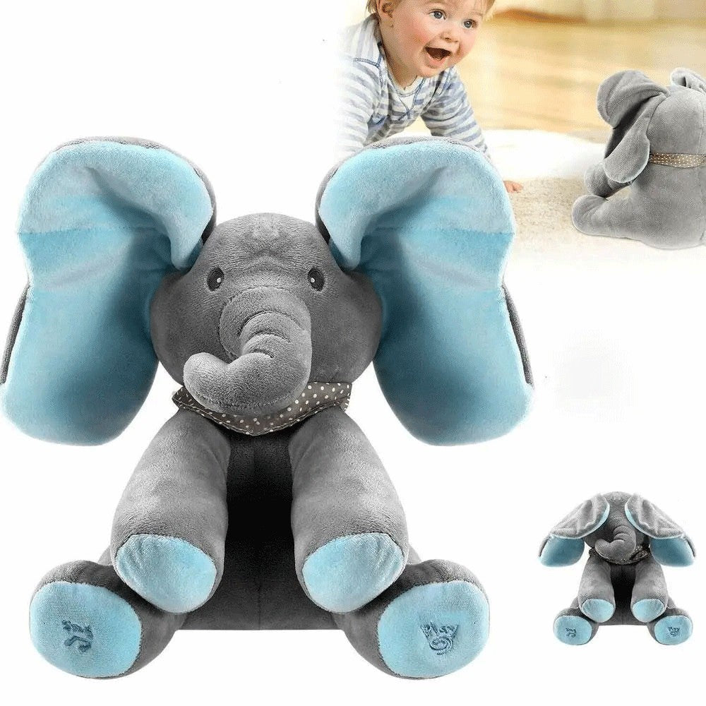 Blue Peek-A-Boo Soft Elephant Doll Baby Plush Toy Singing Stuffed Animated Gift