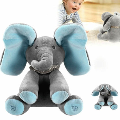 Blue Peek-A-Boo Soft Elephant Doll Baby Plush Toy Singing Stuffed Animated Gift