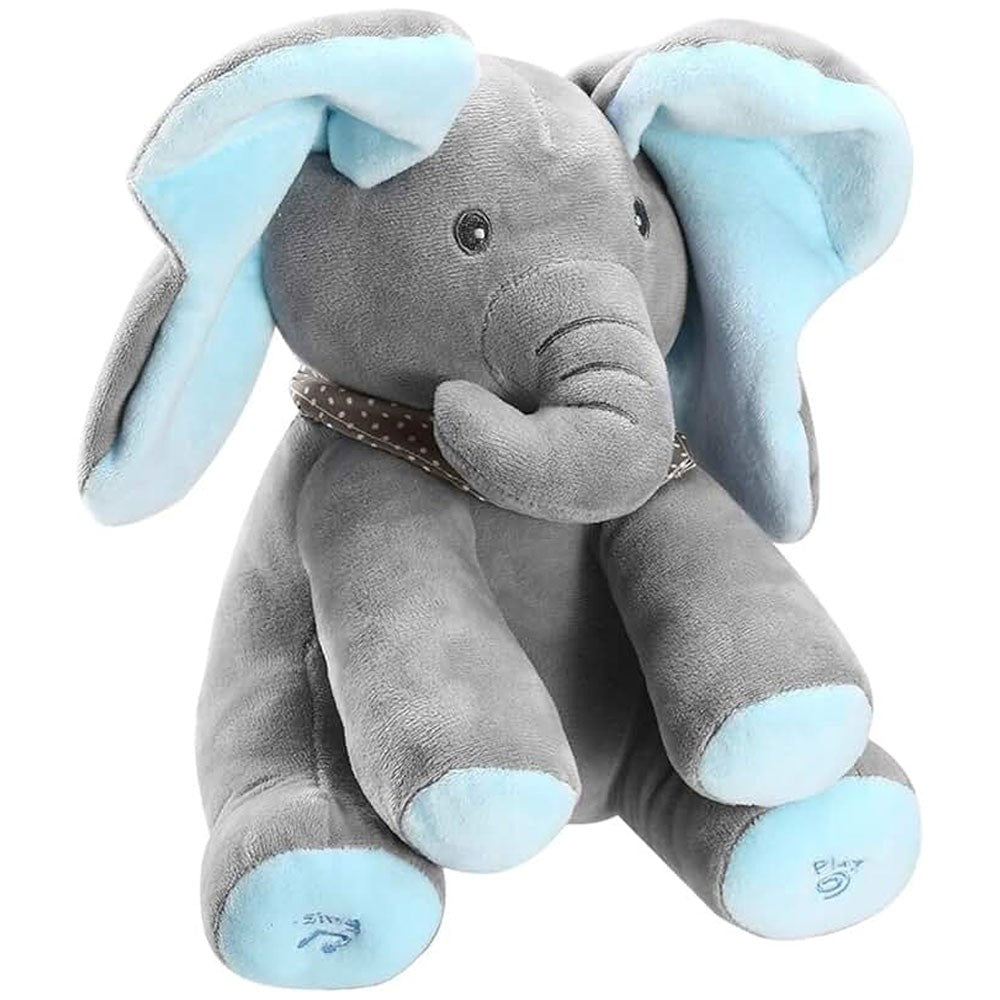 Blue Peek-A-Boo Soft Elephant Doll Baby Plush Toy Singing Stuffed Animated Gift